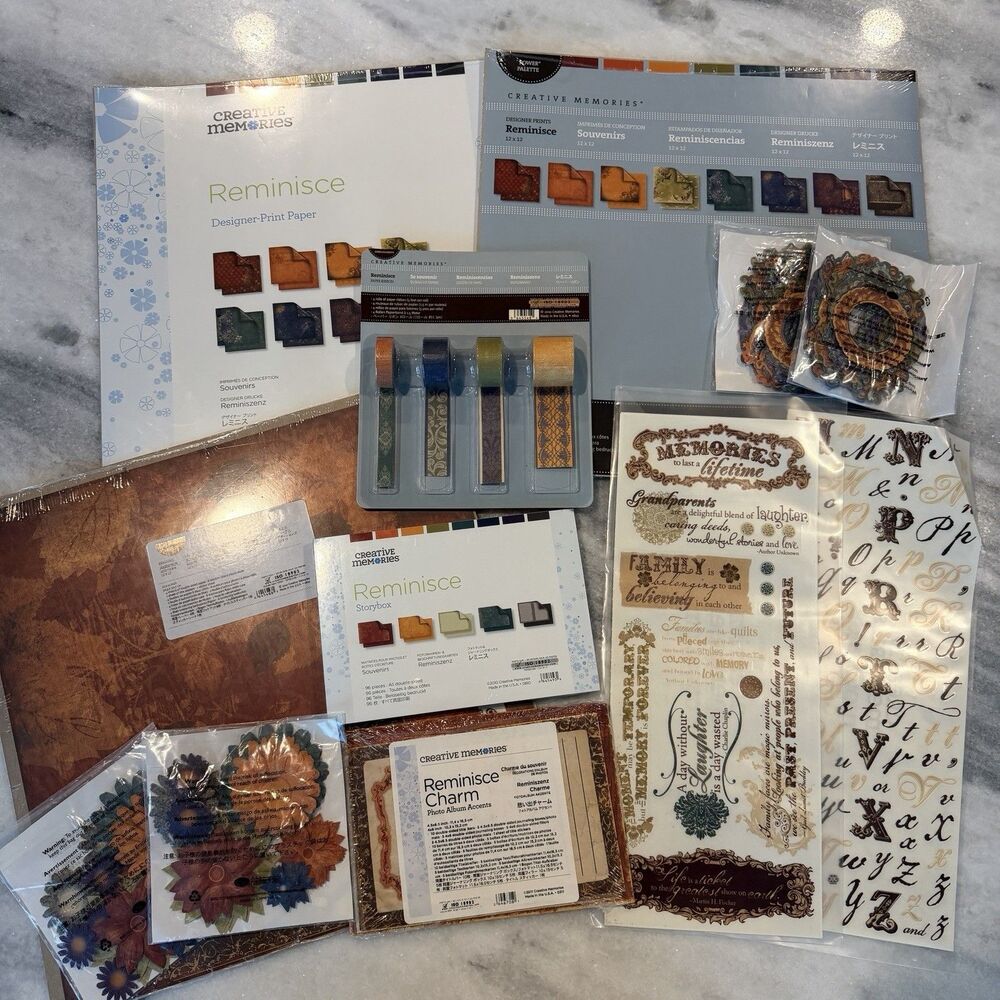 Creative Memories Reminisce 12x12 Lot Paper Stickers Embellishments Frames
